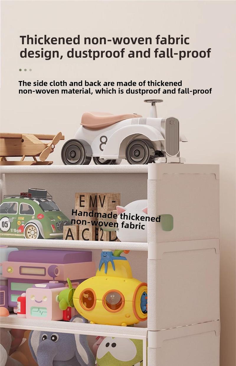 Product Introduction of Children's Toy Storage Rack Floor-standing Household Baby Supplies Dust-proof Storage Cabinet Baby Organizer Multi-layer Storage Box 6