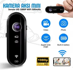 CUGUU Kamera Aksi Mini Action Camera EIS Sensor HD 1080P WiFi 500mAh dengan Magnetik & Baterai Internal 500mAh untuk Penggunaan 3-4 Jam - Lcd