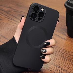 メタリックカラー 磁気ワイヤレス充電対応 iPhoneケース、耐衝撃TPU レンズ保護ソフトカバー、iPhone 11/12/13/14/15/16/17 Pro Max/Plus 対応