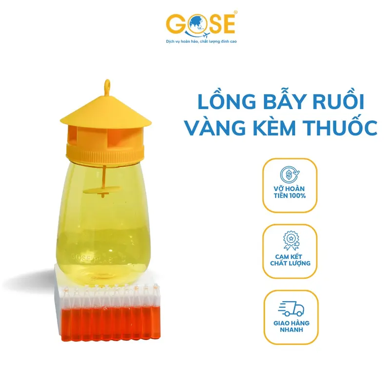 Lồng bẫy ruồi vàng 1L GOSE hũ bắt côn trùng kèm thuốc dẫn dụ hàng chính hãng 0