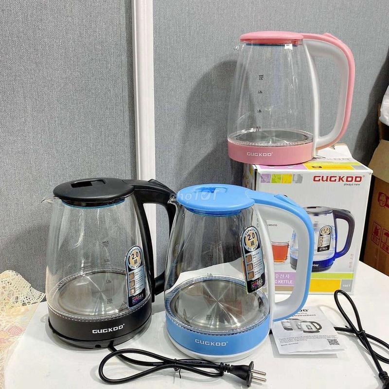 Ấm siêu tốc - Ấm đun siêu tốc thủy tinh có vạch chia dung tích 2 lít, công suất 1500w, lỗi đổi mới trong 15 ngày
