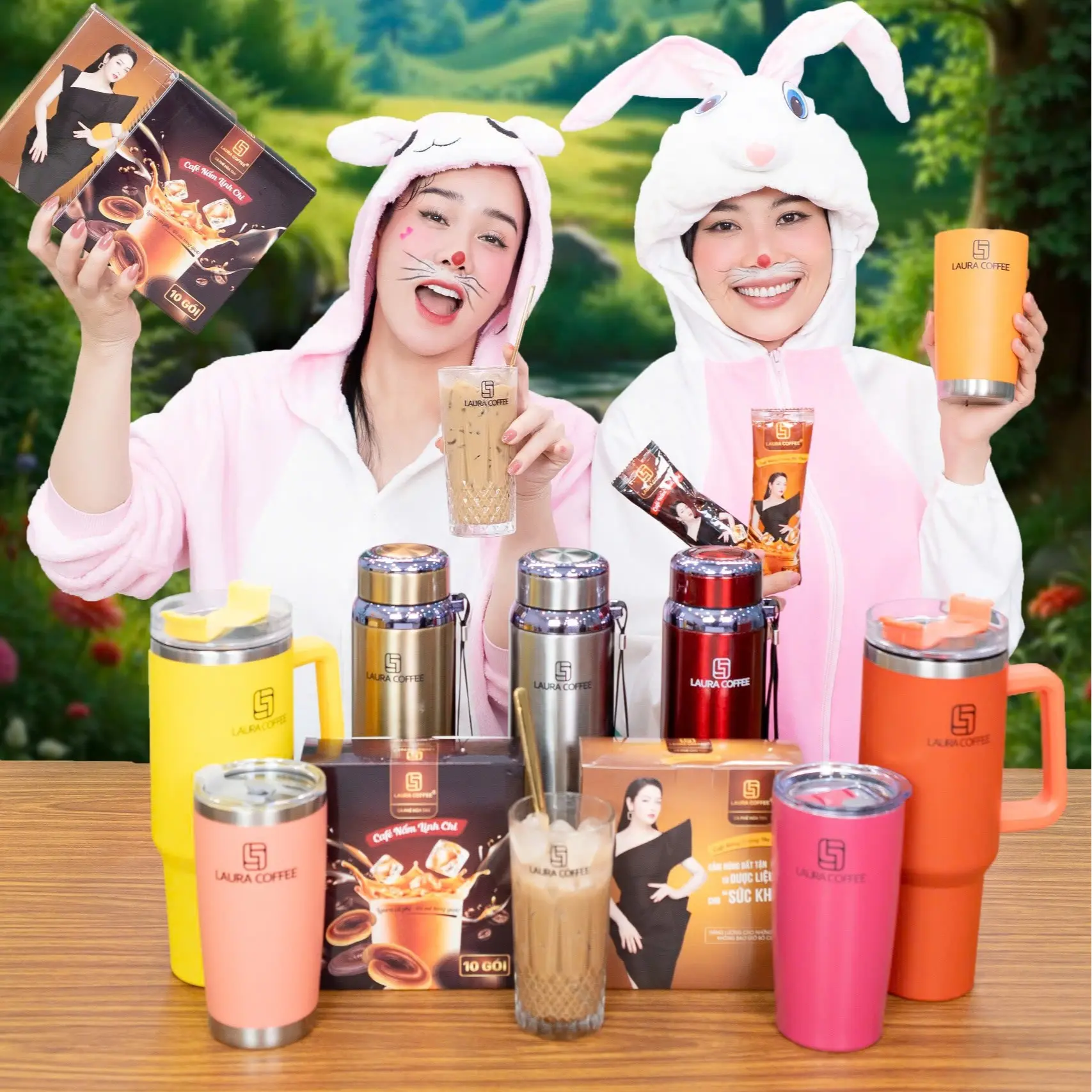 Siêu Rẻ 6 Hộp Cafe Nhật Kim Anh (3 Nấm và 3 Đông Trùng). Hộp 10 gói, 18g/gói