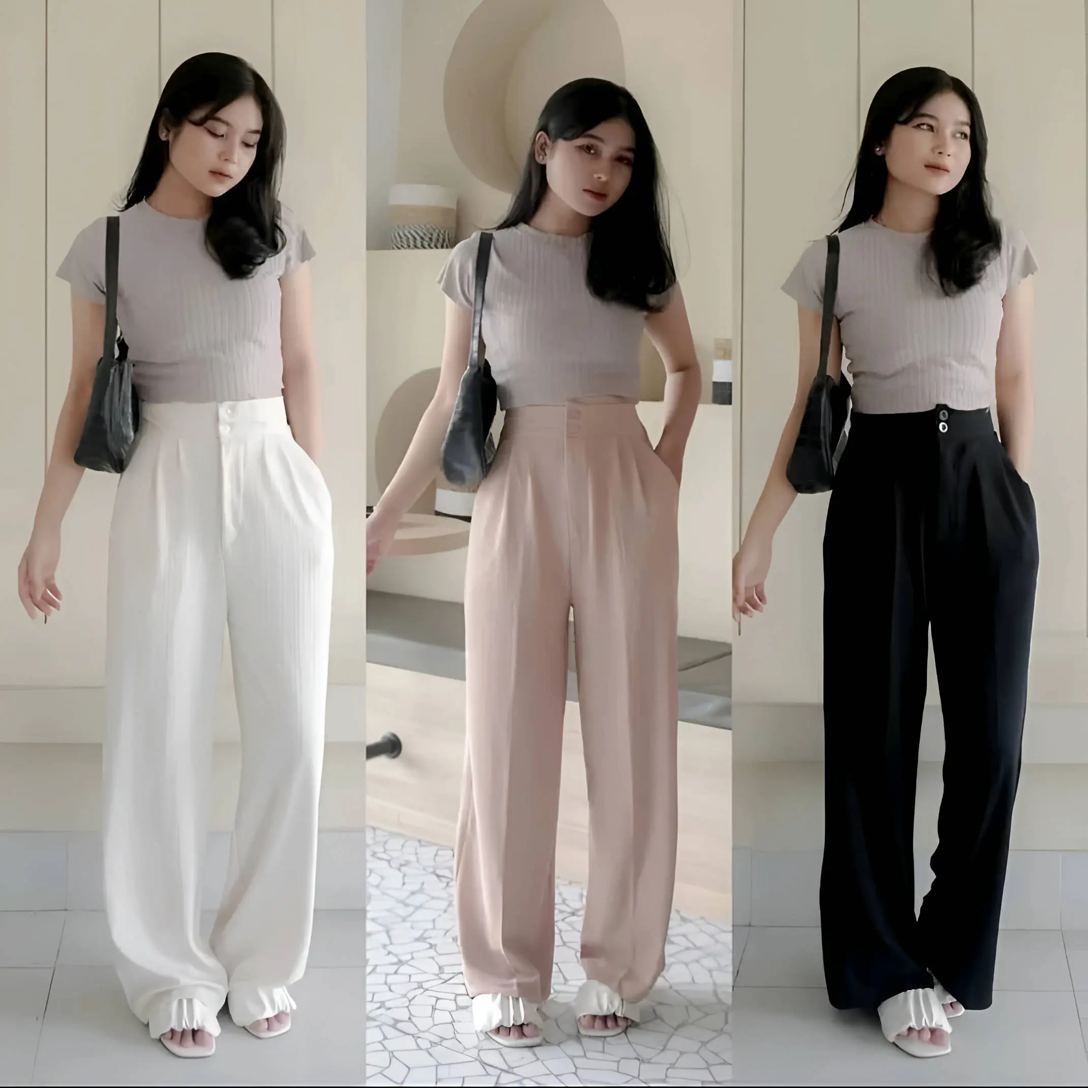 Jennie Knit Pants Celana Kulot Highwaist Knit Kancing