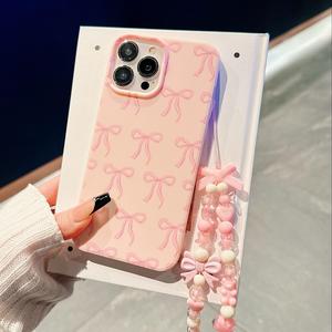 Funda para celular con patrón de moño y cordón, cubierta protectora linda, accesorios para celular compatibles con iPhone 11 12 13 14 15 Pro Max, funda