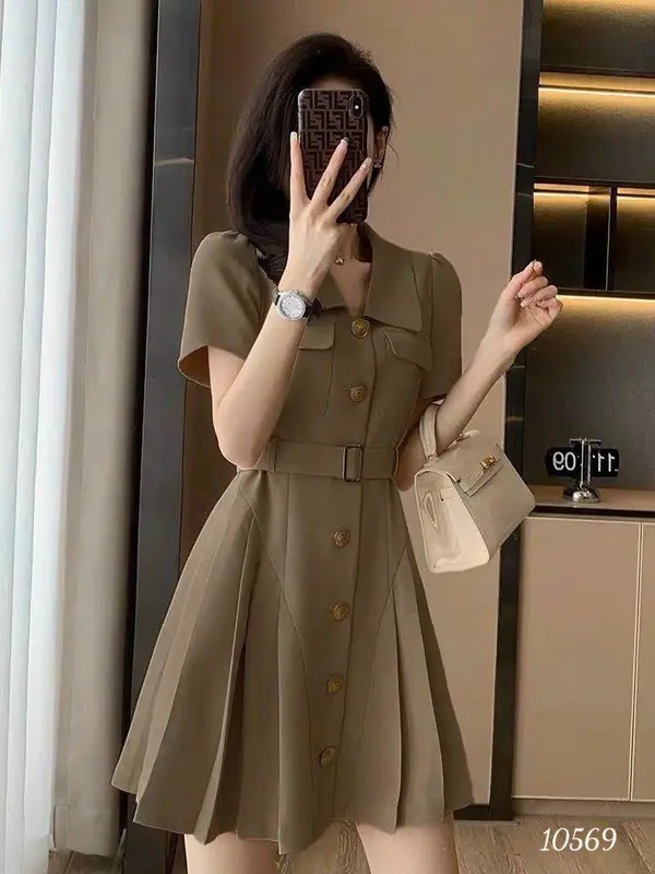 Đầm Váy midi công sở thường ngày cho nữ kèm dây thắt eo có size M,L,XL,2XL 1