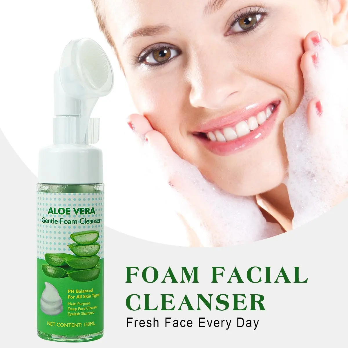 Aloe Vera Facial Foam Cleanser, Deep Cleansing Facial Skin Care Product, Moisturizing Facial Cleanser, Facial Skin Care Product for Women & Men