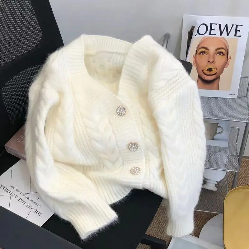 Áo Cardigan Len Dệt Kim Cáp Hoa, Dáng Rộng Rãi Và Phong Cách Lười Biếng Của Phụ Nữ, Áo Đầu Xuân, Áo Cardigan Dệt Kim Dễ Phối Đồ Ngoài Trời Women Top 2