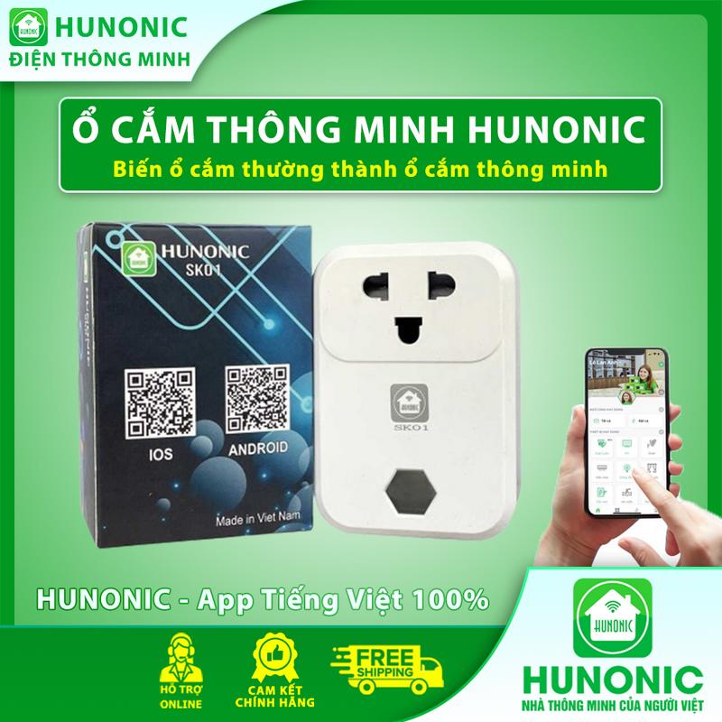 Hunonic Ổ Cắm Thông Minh SK01 - Điều khiển từ xa qua điện thoại, Hẹn giờ bật tắt, Ra lệnh giọng nói, App Tiếng Việt