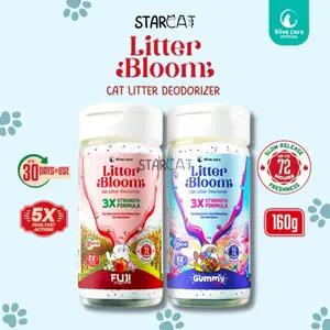 SC Olive Care LITTER BLOOM Penghilang Bau Pipis Pup Litter Box Dr Bulu Pewangi Pasir ByeBye Bau 160g