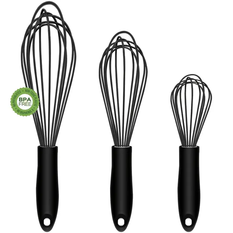 3pcs/set Manual Egg Mixer with Handle, Portable Anti-scratch Hand Egg Beater, Handheld Whisk for Butter Cream Egg Paste, Kitchenware 0