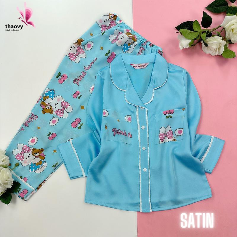 Product Introduction of [10-57Kg] Bộ Pijama Thỏ Xinh" Xấn dài Vải Lụa Cao Cấp - ThaoVySleepwear - Xanh Rêu Đỏ Hồng Tím - Quần Áo Ngủ Pijama Nữ - Bé Gái - Bộ Ngủ Lụa Đồ Bộ Mặc Nhà Homewear Sleepwear Không Nhăn Co Giãn Không Xù Giặt Không Rút 3