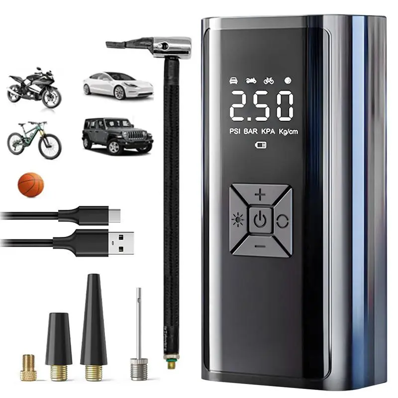 Portable Car Tire Inflator, 1 Set 4500mAh Long Endurance Car Tire Inflator, Multifunctional Car Air Pump for Ball, Bicycle, Motorcycle, Car Tire Inflation