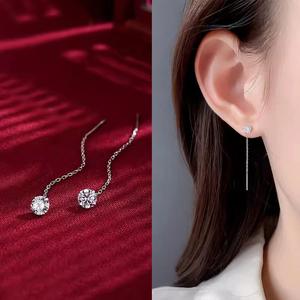 Dây Chuyền Tai Tua Rua, Dài, Với Moissanite, Hoa Tai Cao Cấp Mới, Lủng Lẳng, Thời Trang Nữ Tính Giống Cổ Tích, Mặt Hàng Hot