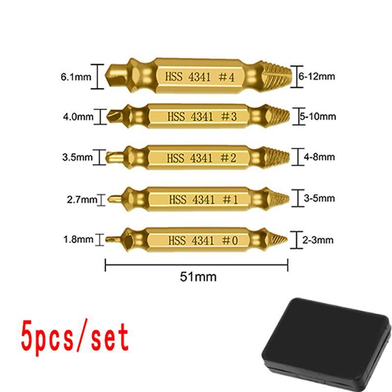 Damaged Screw Extractor Drill Bit Set, Stripped Broken Screw Bolt Extractor Remover, Double Headed Screw Extractor Demolition Tools 6