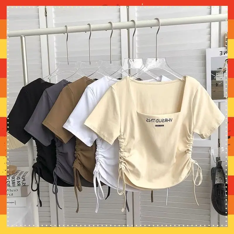 Áo thun nữ cổ vuông tay ngắn dây rút chất đẹp, thun mịn, mát, sành điệu Mã Áo M143