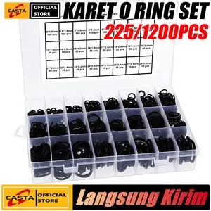 CASTA Set Seal O-Ring NBR Karet 1200PCS / 225PCS dengan Kotak – Anti Bocor, Tahan Panas & Minyak, Cocok untuk Hidrolik, Mesin, Pipa, dan Otomotif