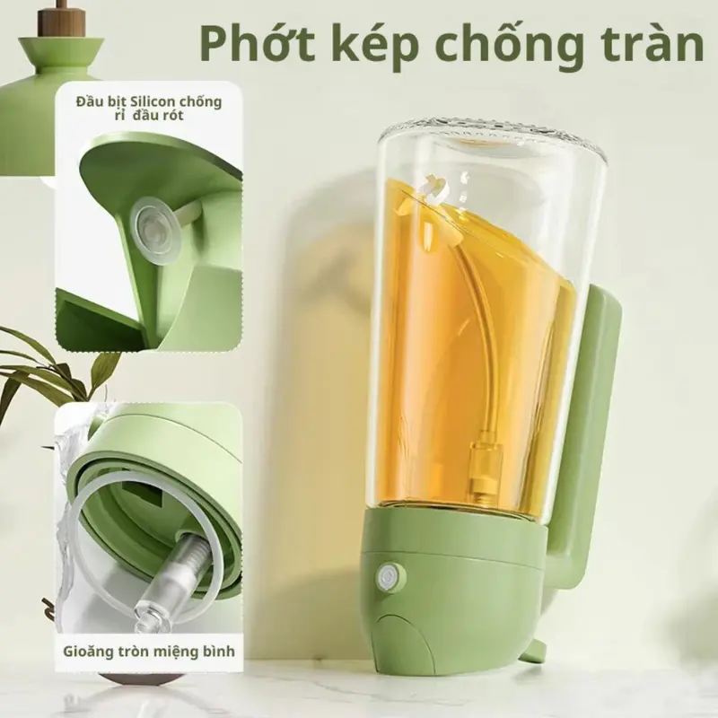 【đền bù khi bị vỡ】Chai đựng dầu ăn thủy tinh LUCK nắp mở tự động, Bình xịt dầu ăn thông minh 2 trong 1 dung tích 470m 6