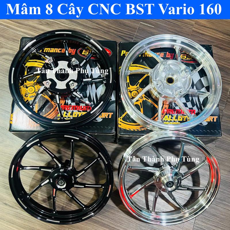Mâm 8 cây CNC BST gắn xe Vario 160 1.85 - 2.15 14in Phụ kiện