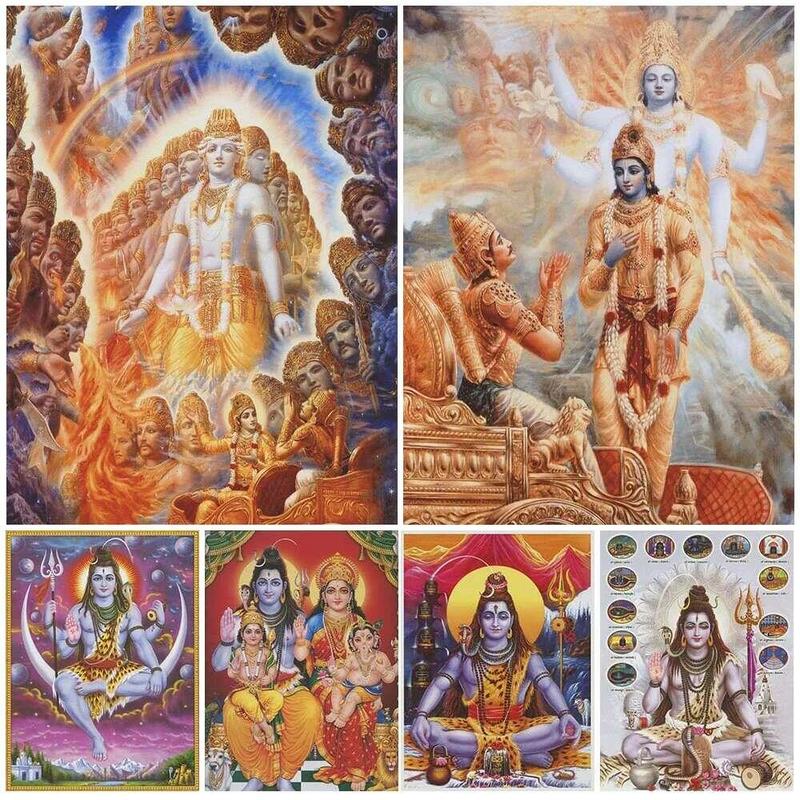 Product Introduction of Tranh Vải Nghệ Thuật Treo Tường, Thần Vishnu, Thần Brahma Và Thần Shiva, Trang Trí Nhà Cửa, Áp Phích Và In Ấn Cổ Điển Đạo Kính Hindu 0