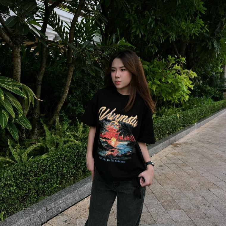 Áo thun boxy WWYNSTU BOXY TEE PARADISE vintage vải đã xử lý co rút 100% cotton 250gsm 6