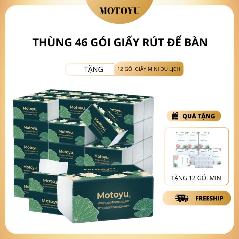 [MOTOYU Thùng 46 Gói TẶNG 12 GÓI MINI DU LỊCH] Khăn Giấy Đa Năng 280Tờ/Gói 4 Lớp Mềm Mịn, Siêu Dai, Tiện Lợi, An Toàn, Không Chất Tẩy Trắng Giấy Vệ Sinh giay khongtanh