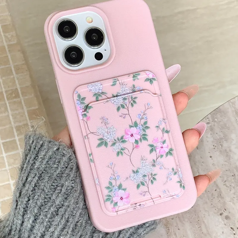 Flower Pattern Phone Case with Card Holder, 2 Counts/set Phone Protective Cover, Phone Accessories Compatible with iPhone 11 12 13 14 15 Pro Max 1