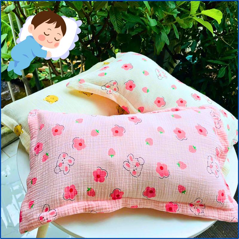 Gối đinh lăng nằm ngủ cho bé hàng nhà may (vỏ gối vải muslin, ruột gòn và lá đinh lăng)