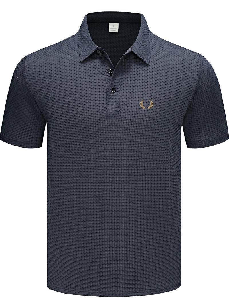 Product Introduction of Men's Regular Fit Jacquard Polo Shirt, Casual Breathable Quick Drying Short Sleeve Top for Summer, Fashion Men's Clothes for Daily Wear, Gamis 5