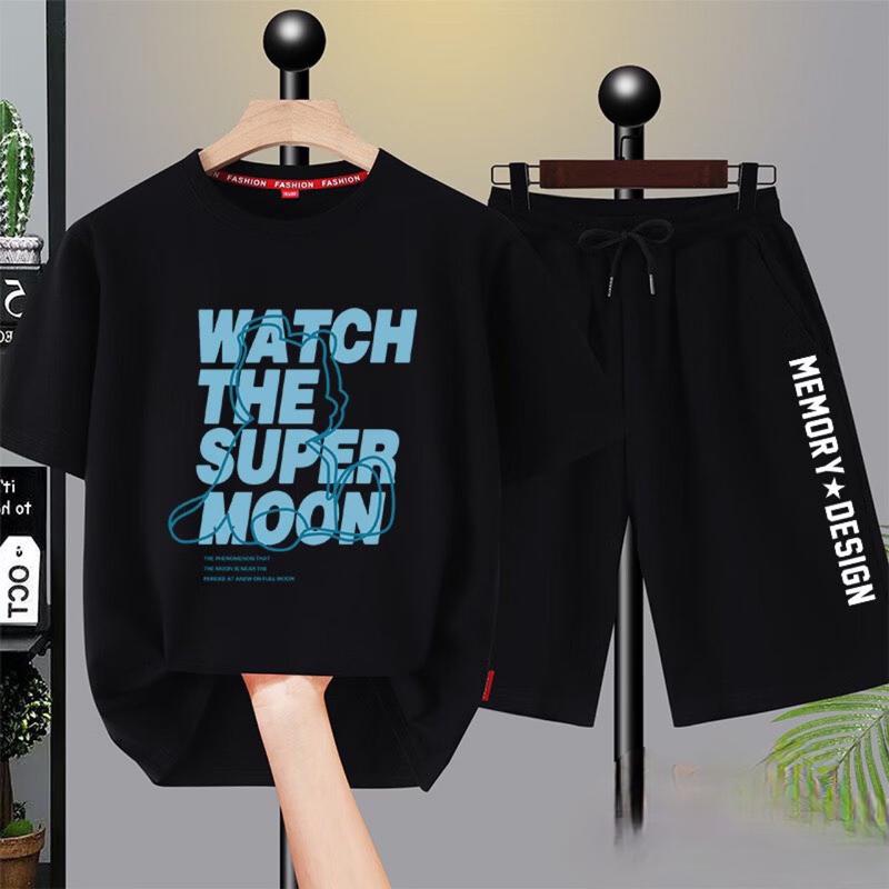 Bộ đồ bé trai mùa hè size đại từ 17 đến 40kg, chất thun co giãn, mềm mát, dáng quần đùi áo cộc tay phong cách Hàn Quốc cho trẻ em từ 5 đến 14 tuổi (Mã 30 Suppermooon)