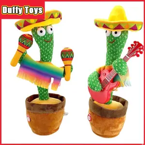 Duffy Toys Mainan Kaktus Bergoyang dan Bicara / Boneka Kaktus Dengan Lampu LED Bawaan / Berayun Dan Menari / Kaktus Yang Dapat Mengeluarkan Suara Analog / Menemani anak