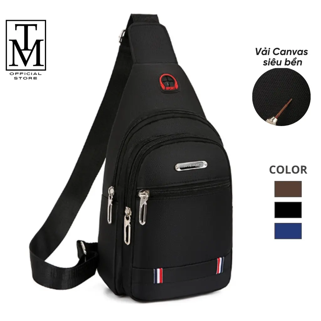 Túi đeo chéo nam vải canvas chống nước 3 ngăn phong cách Hàn Quốc Bag Túi Bao Tử