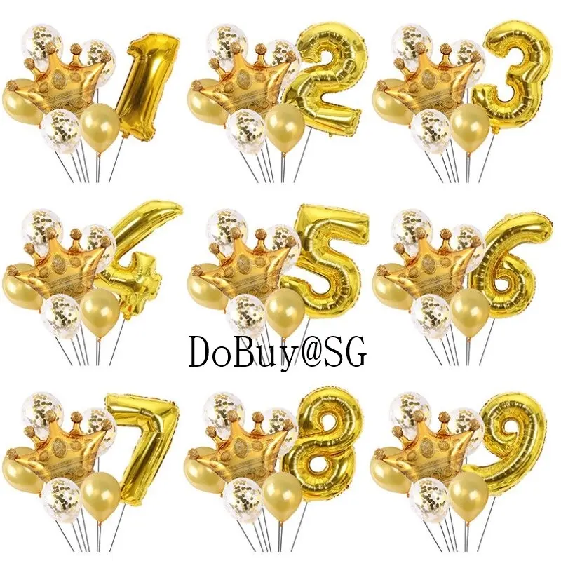 SG LOCAL STOCKGold Crown Foil Balloon 40inch Giant Number Balloons Set Balloons For Kids Adult Birthday Party Decorati