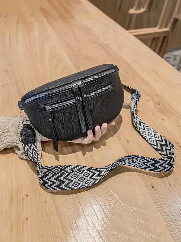 Women's Fashionable Plain Fanny Pack, Casual Versatile Zipper Crossbody Bag for Daily Used, Trendy All-match Sling Bag for Women & Girls, Waist Bag, Pouch 2