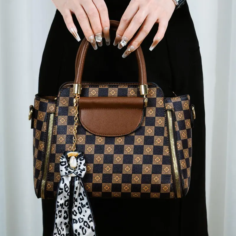 COD | XYM 【Koleksi Tas Kotak-Kotak 2025】Coklat & Khaki, 4 Model Tas (Selempang, Handheld, & Selempang Panjang)! Kapasitas Besar untuk Wanita Karir & Elegan Cewek keiko shoulder bag 4