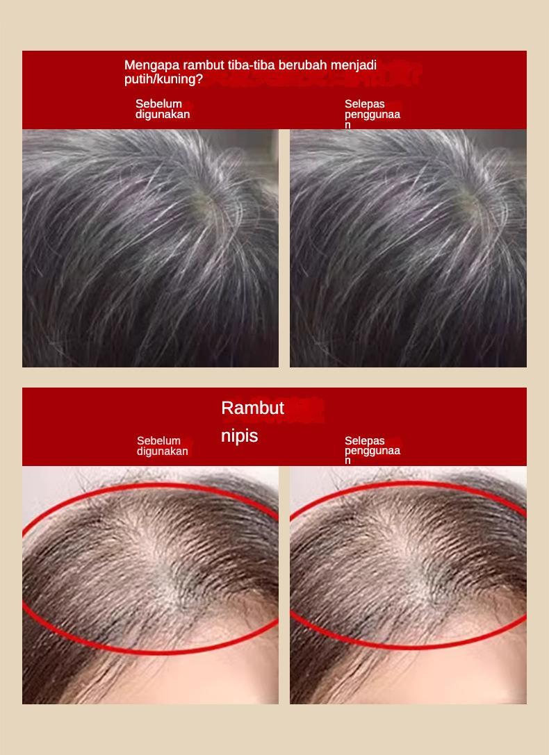 Product Introduction of rambut saffron Saffron Hair Darkening Spray - helps to improve grey hair, dry and damaged hair, leaving hair dark and smooth. 8