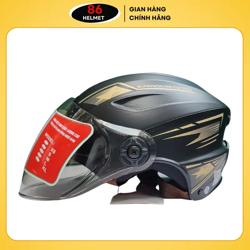 Nón Bảo Hiểm Nửa Đầu Sundy SD-1005D Dáng Thể Thao Nâng Tầm Phong Cách Nam - Đen Họa Tiết Vàng Phụ Kiện Helmet 2