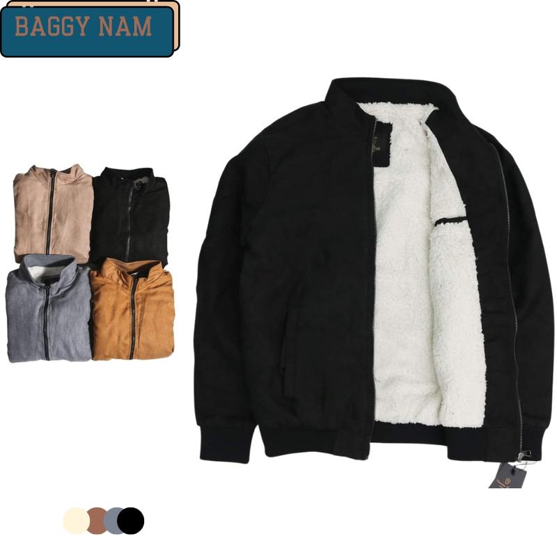 Áo khoác nam thời trang nam JBaggy phong cách Hàn quốc, áo rét da lộn bomber lót lông cực ấm cho mùa đông. Trơn Mùa đông Mùa đông Mùa đông Mùa đông