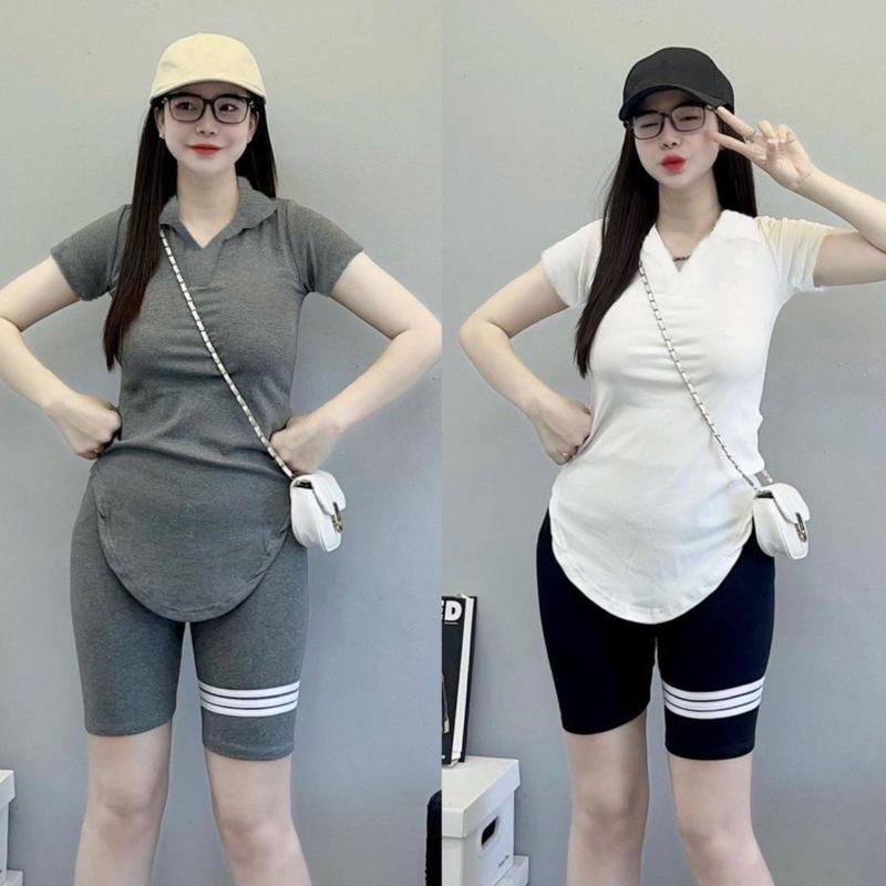 Đồ Bộ Nữ Bigsize Quần Lửng Ngố Vải Thun Tăm Lạnh Cổ Trụ ESHOP Đồ Mặc Nhà Đẹp Sang Chảnh Bigsize Từ 45kg Đến 90kg DL669 Top