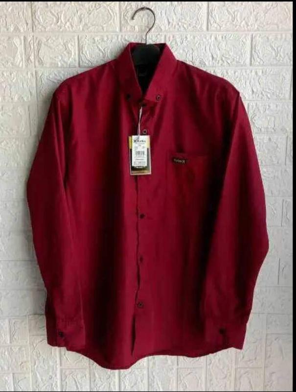 kemeja lelaki outfit 2023 kemeja cowok lengan panjang Baju Kerja kantor santai Biru Formal Kancing Katun Simple 4