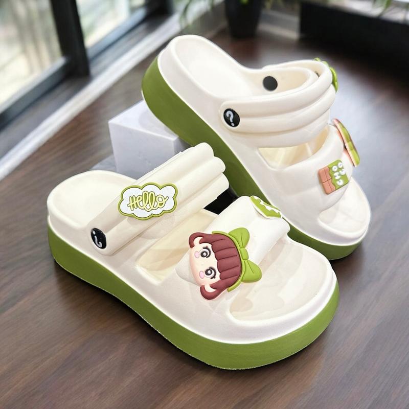Dép Sandal nữ bánh mì Sticker Cô Gái có quai hậu mang đi chơi đi học thoải mái kiểu dáng HQ D7751