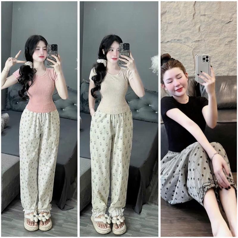 Set bộ quần baggy lai bèo phối áo baby tee dễ thương _ trẻ trung