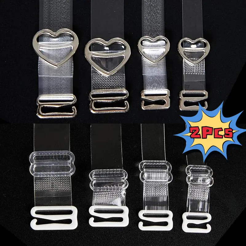 2Pcs Invisible Adjustable Shoulder Straps High Elastic Button Bra Strap Non Slip Transparent Underwear Accessories