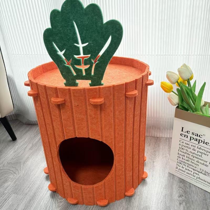 Product Introduction of Felt carrot cat nest semi-closed wear-resistant avoidance tunnel integrated four-season universal pet cats and dogs universal cats tag cattent 2