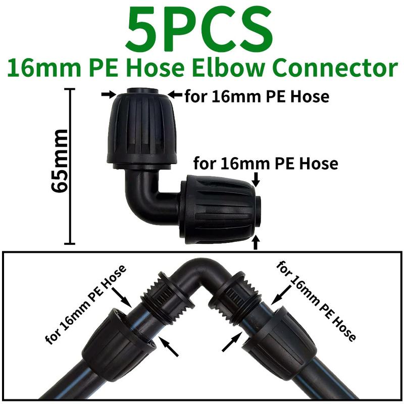 Product Introduction of WUJIE 5PCS 16mm 1/2'' PE Pipe Connector Splitter Tee Coupling Threaded Lock to 4/7mm 3/5mm Hose Garden Watering Drip Irrigation 3