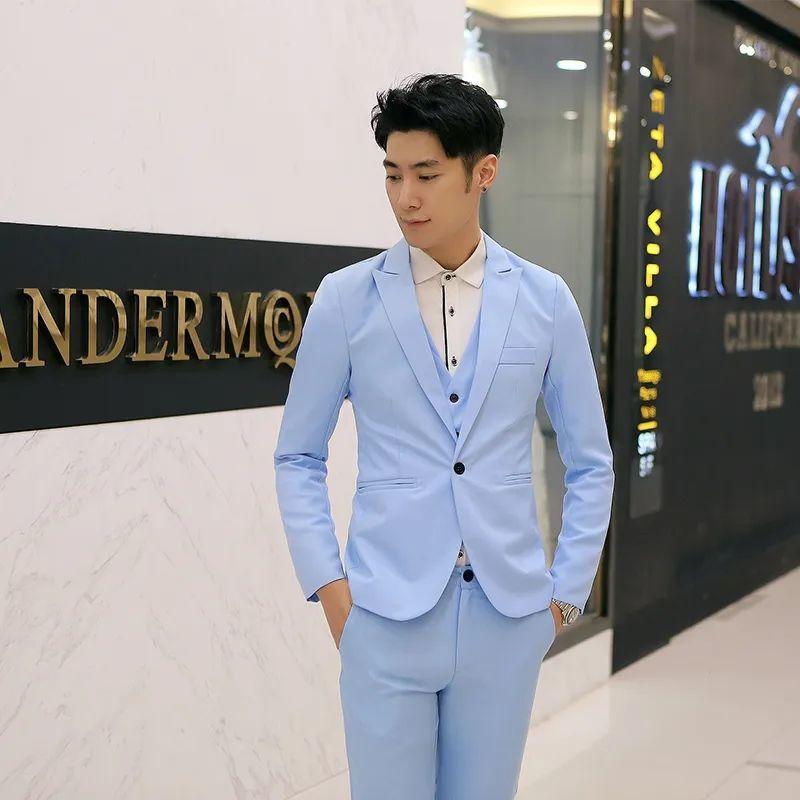 Bộ Đồ Nam, Phong Cách Hàn Quốc, Ruoshuai, Dáng Ôm, Trang Phục Thường Ngày Thích Hợp Cho Công Sở, Chuyên Nghiệp Và Trang Trọng, Thích Hợp Cho Đám Cưới, Thích Hợp Cho Chú Rể, Bộ Đồ Trang Trọng, Bộ Ba Mảnh 6