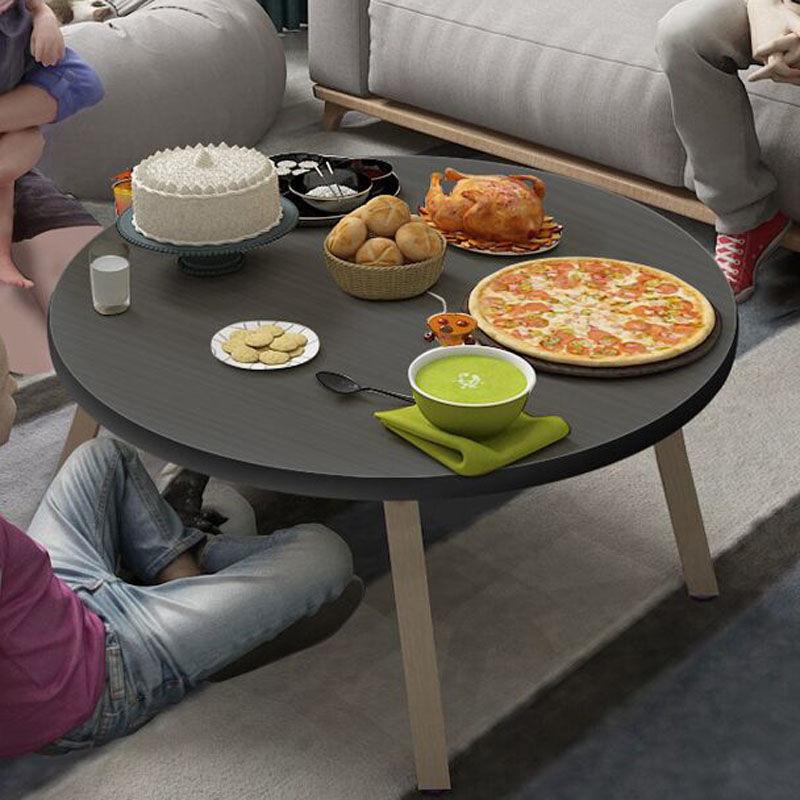 Bàn trà tròn sofa ngồi bệt gấp gọn chân gỗ tự nhiên, Bàn tròn cafe dùng làm decor phòng ngủ nhiều màu sắc