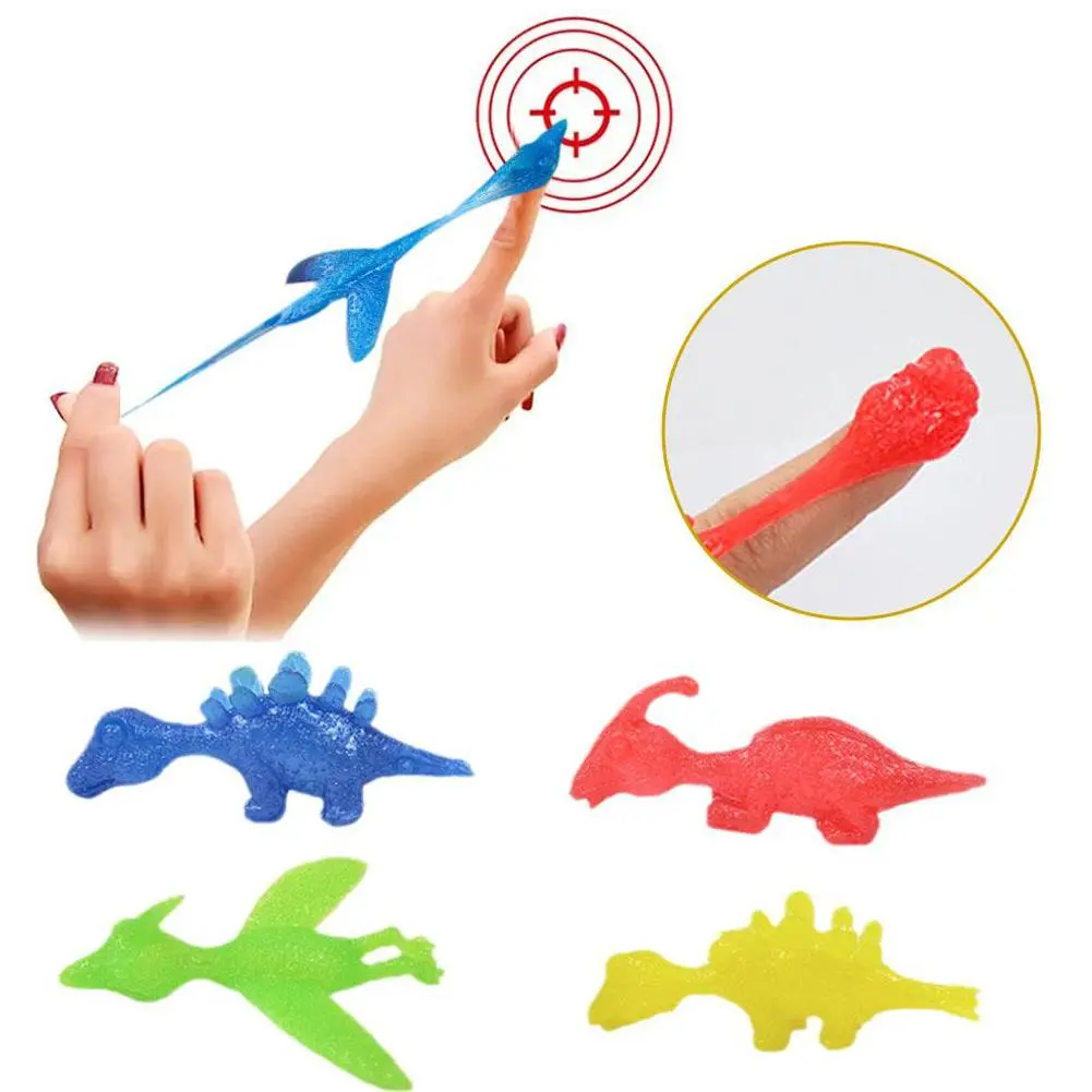 Fun Catapult Dinosaur Colorful Finger Launch Small Dinosaur Dinosaur Toy TPR Decompression F3C7