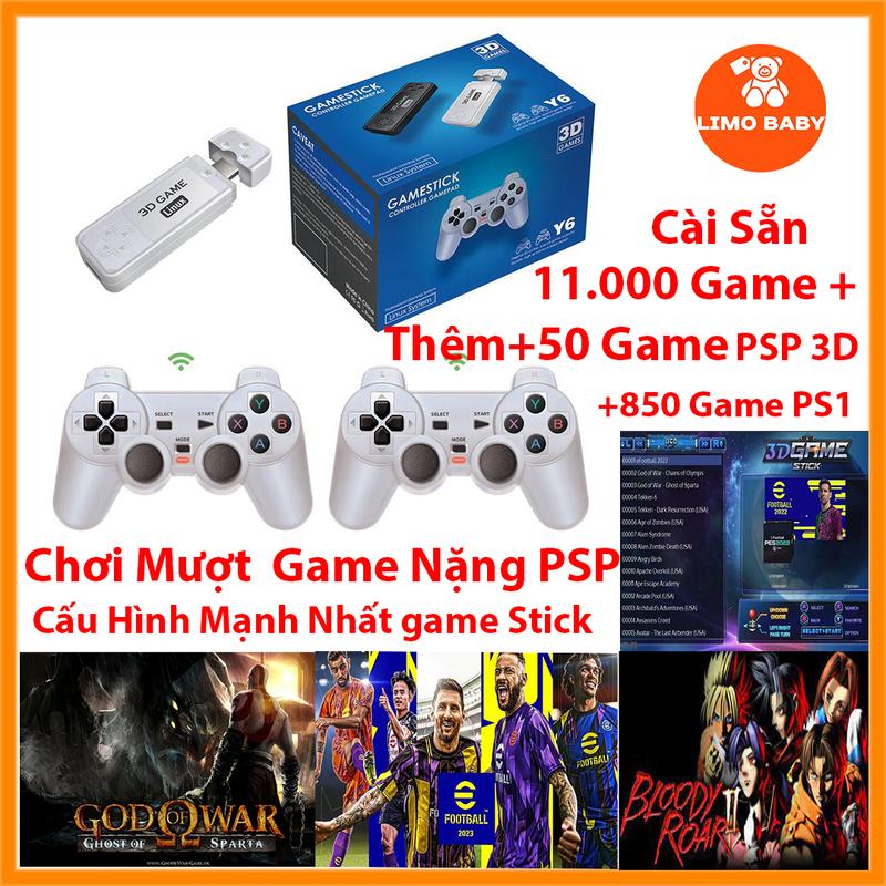 Game Stick Trắng 3D Y6 PRO 128GB Cài Sẵn 11000 Game - 170 Game PSP Nặng- 850 PS1 Cấu Hình Siêu Khủng - Kèm 2 Tay Cầm Xịn - Máy Chơi Game - Trò Chơi Điện Tử - Cắm Trực Tiếp Vào HDMI Tivi may choi dientu