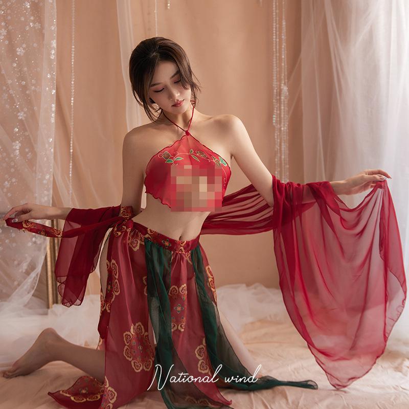 Bộ Đồng Phục Hanfu Kỳ Lạ, Yegeng Phong Cách Mới, Apsaras Bay Đôn Hoàng Cổ Đại, Đồ Lót Gợi Cảm, Băng Bụng Xuyên thấu In Hình Gợi Cảm, 2025 5