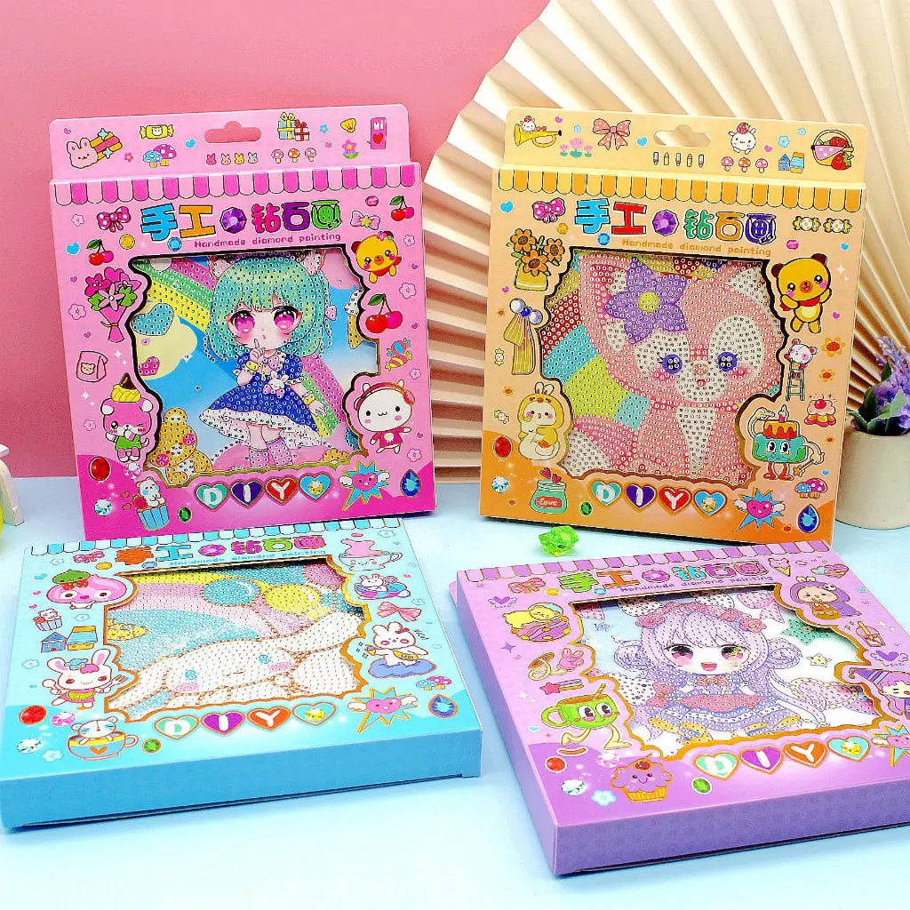 DIAMOND PAINTING ANIME GIRL & SANRIO SERIES + FRAME BINGKAI 18CM X 18CM / SET STICKER DIY MANIK